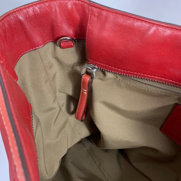 COACH Classic RED Leather Gallery East West Tote F12525 Satchel w/ Hang Tag Fob - Picture 12 of 16